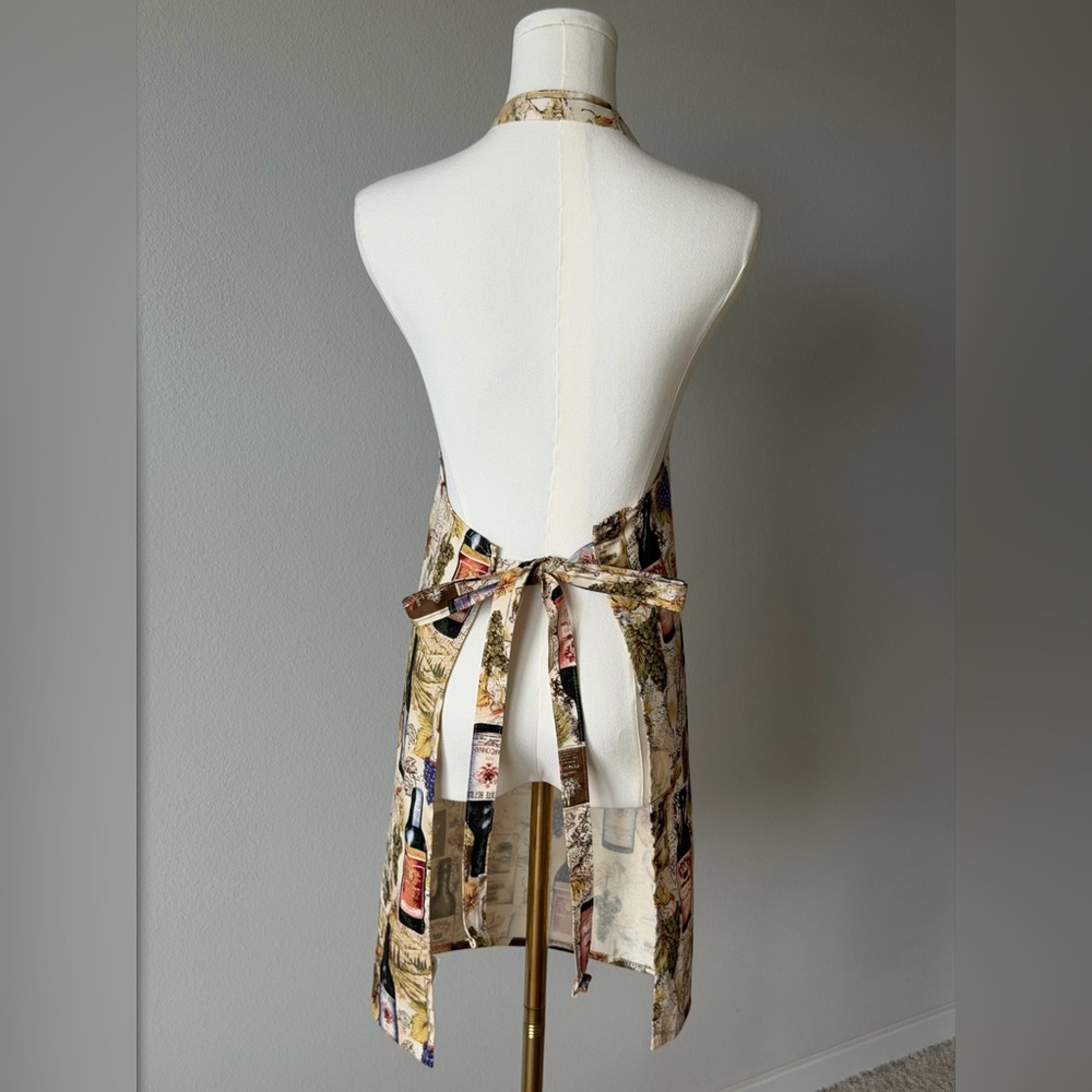 mou designs Wine Glass & Bottle Kitchen Cotton Apron-Fun Barware / Chef Cooking - Picture 5 of 11
